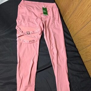 Halara Candy Pink leggings with metal buckles Size XL